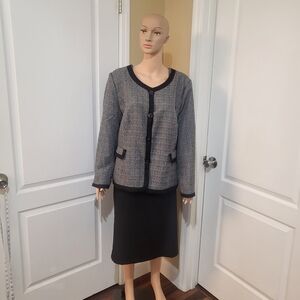 Danillo Black and Gray Blazer with Skirt Set
